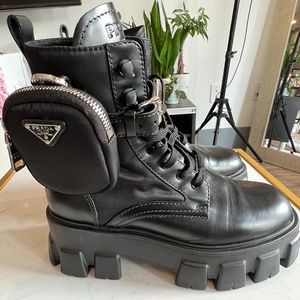 Prada Re Nylon Triangle Logo Boot - Size 37